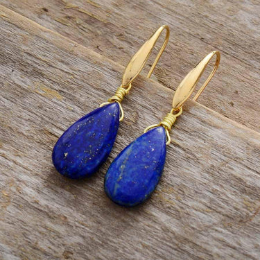 Blue Echo Lapis Teardrop Earrings-Your Soul Place